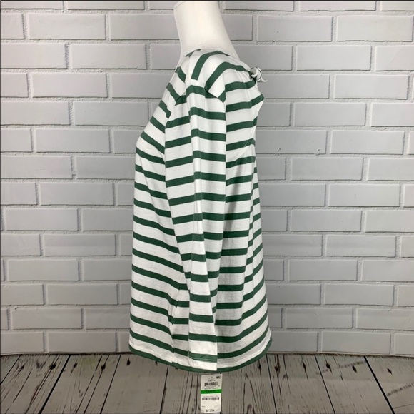 🔥MAISON JULES🔥Striped Top Cut-Out Back Pale Sage/White Large NWT - Picture 3 of 4